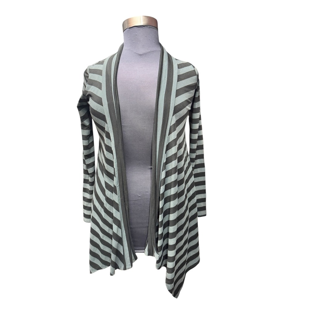 Salaam Striped Open‎ Front Duster Cardigan Sweater Top Small layering yoga boho